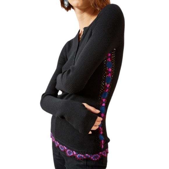 Ulla Johnson Juniper Sweater NWT Jumper Merino Wool Ribbed Crochet Detailing - Picture 1 of 16